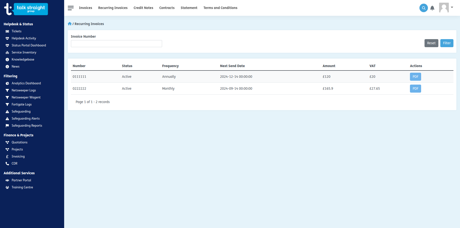 Recurring Invoices